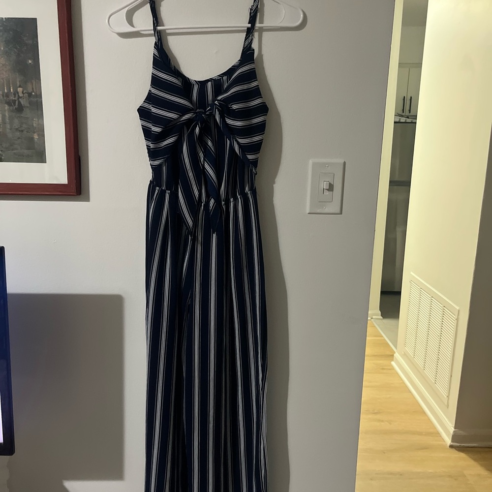 Striped Navy and White Jumpsuit